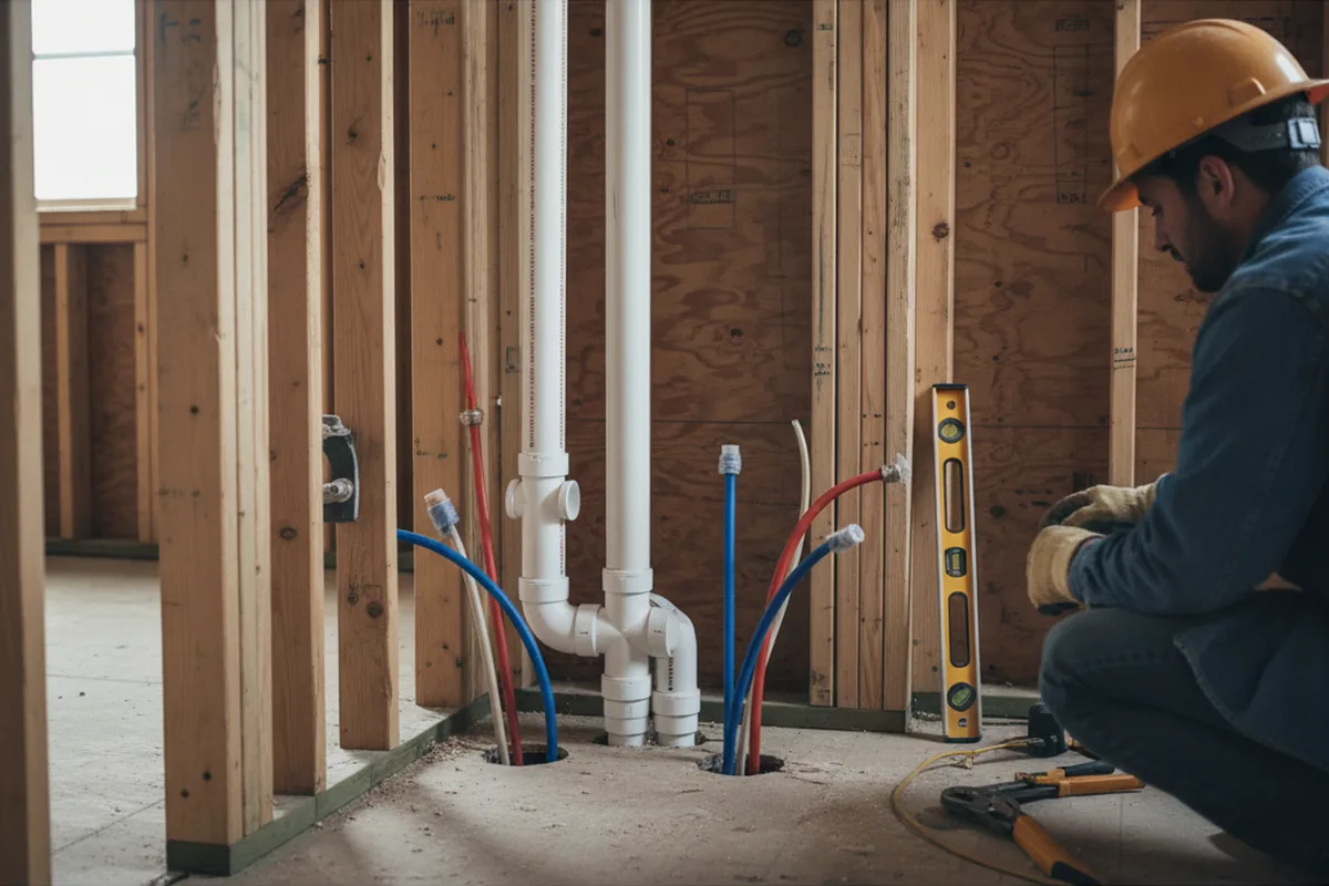 Drain and supply rough-in during Drain Cleaning in Lake Villa