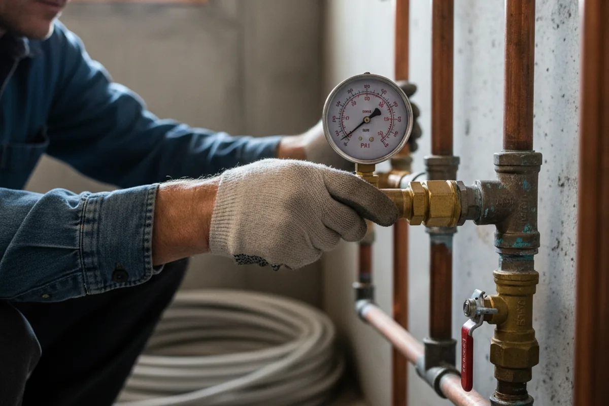 Pressure testing a repaired line during Water Line Repair in Lake Villa